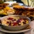 Fries with eggs, beets, and sauce Fries with eggs, beets, and sauce