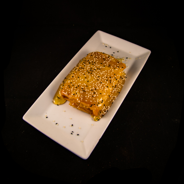 Feta is crispy fyllo Feta is crispy fyllo with honey and sesame